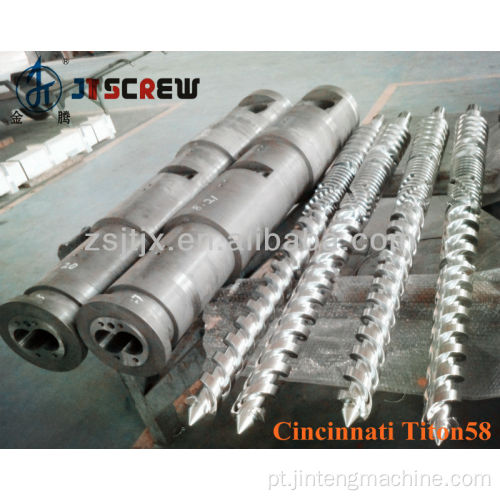 Cincinnati Titon58 Parafuso duplo cônico e barril para tubo de PVC CMT58 Barril cônico de parafuso duplo